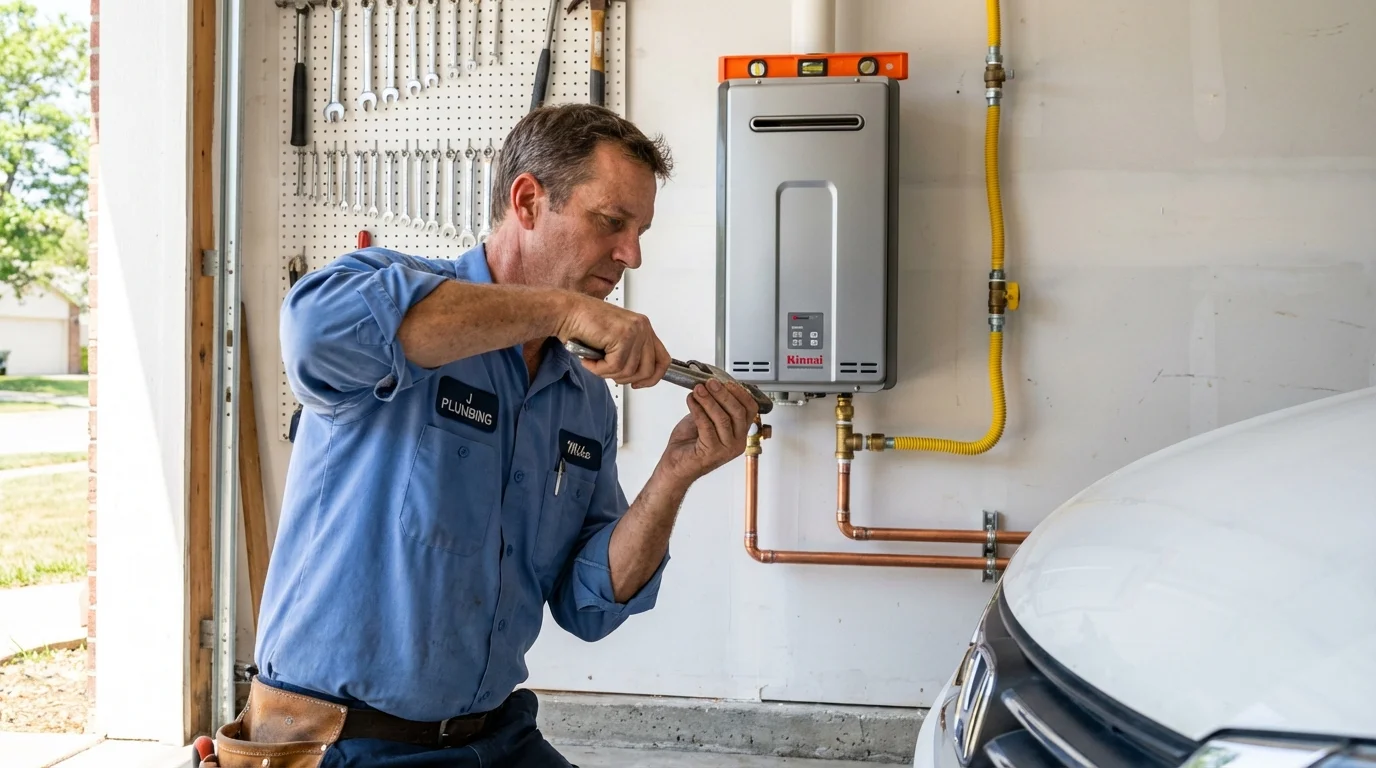 Tankless water heater installation by a Johns Plumbing LLC plumber in Pamplico